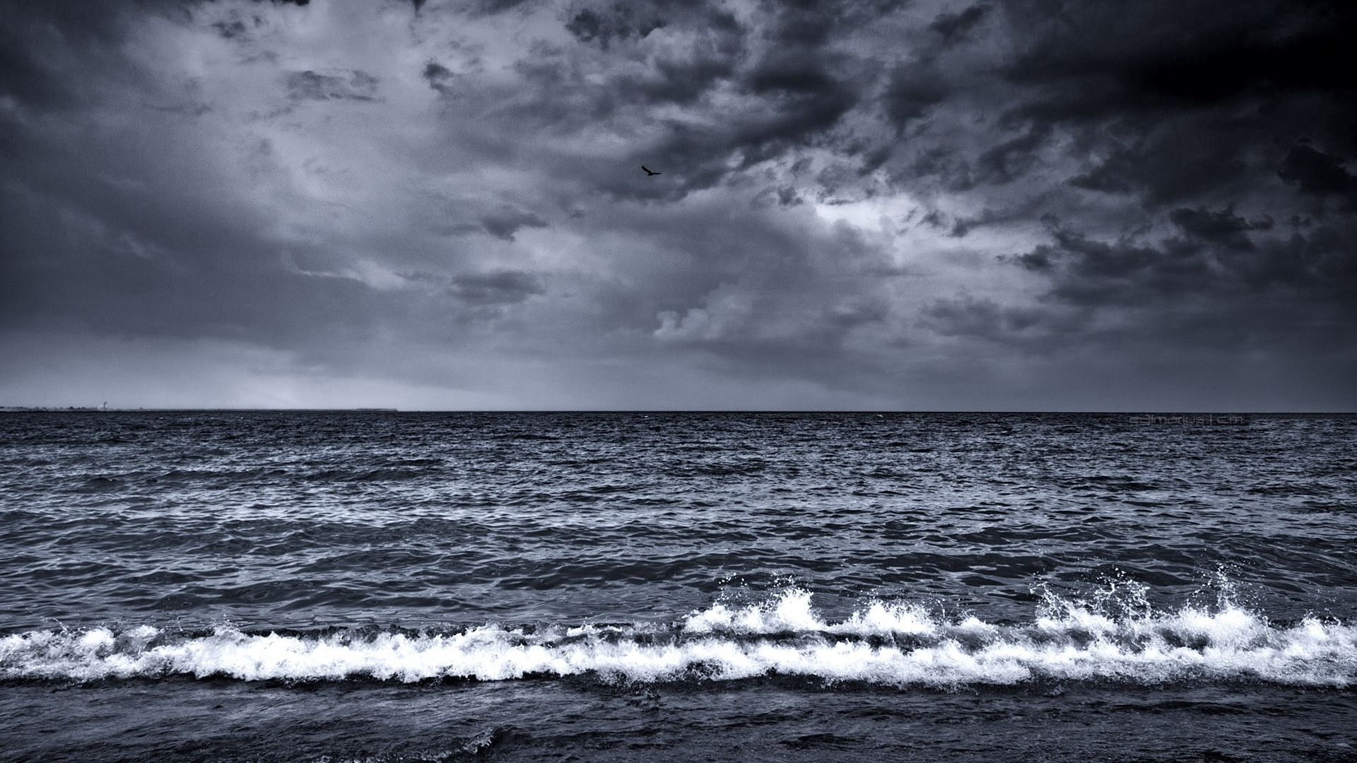 Vagues de L'océan Sous un Ciel Nuageux Pendant la Journée. Wallpaper in 1920x1080 Resolution