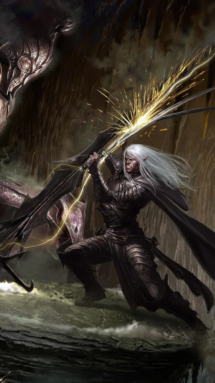 Man in Black and White Suit Holding Sword Illustration. Wallpaper in 720x1280 Resolution