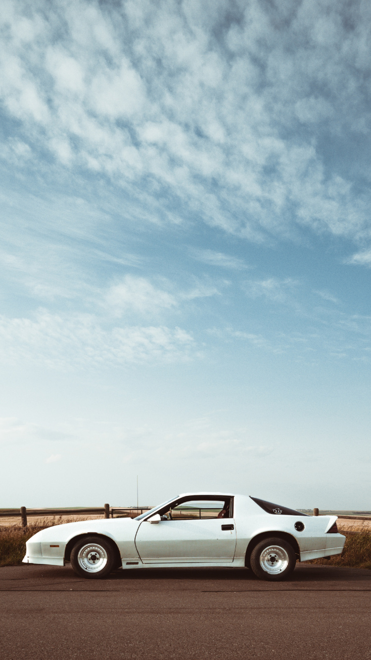 White Coupe on Brown Field Under White Clouds During Daytime. Wallpaper in 750x1334 Resolution