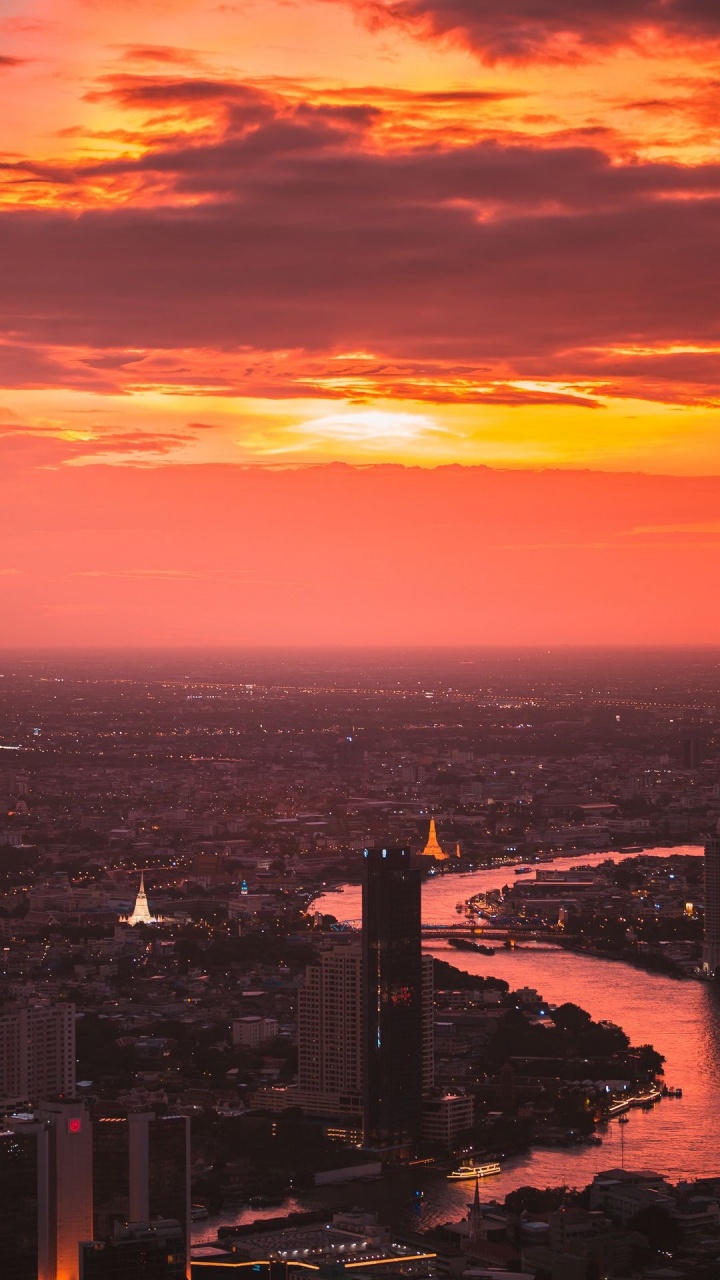 Sunset, Cityscape, Dusk, Building, Cloud. Wallpaper in 720x1280 Resolution