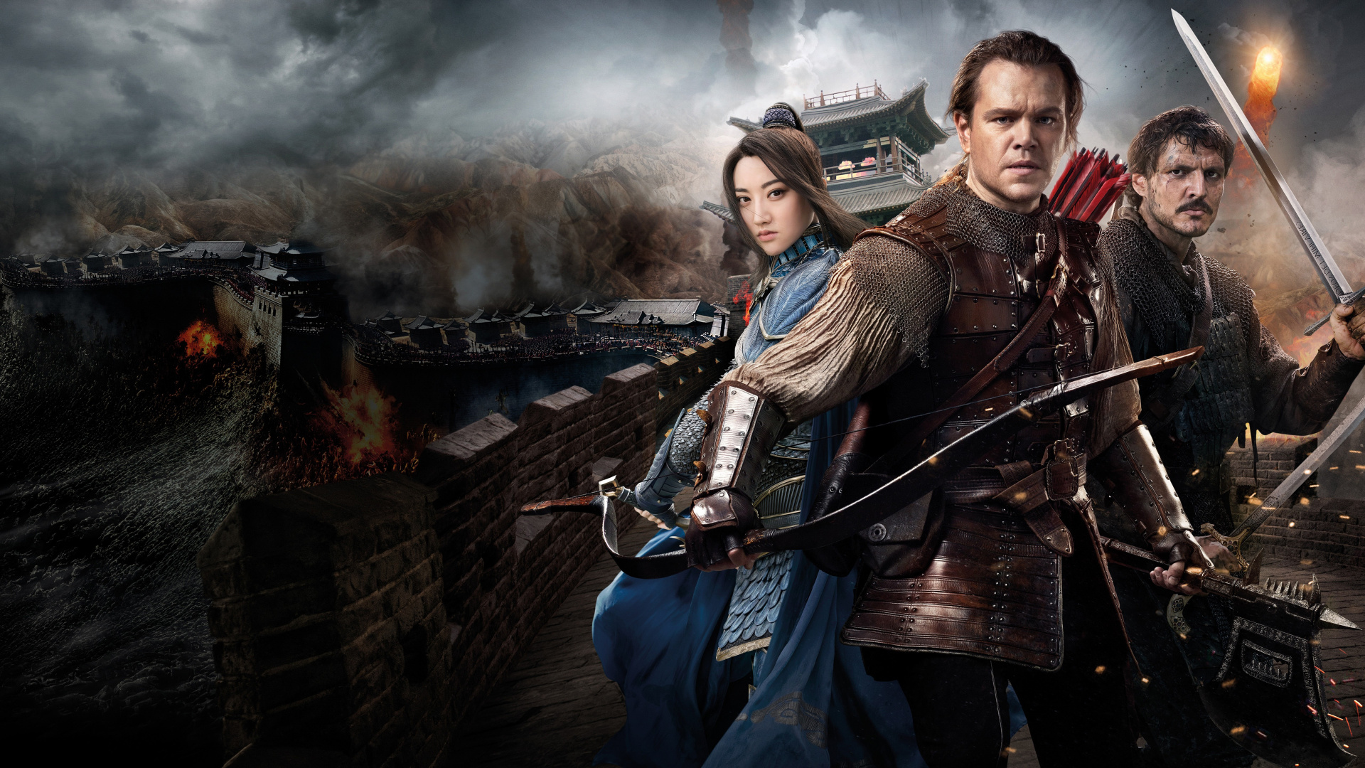 La Grande Muraille, Jing Tian, Zhang Yimou, Matt Damon, Commander Lin Mae. Wallpaper in 1920x1080 Resolution