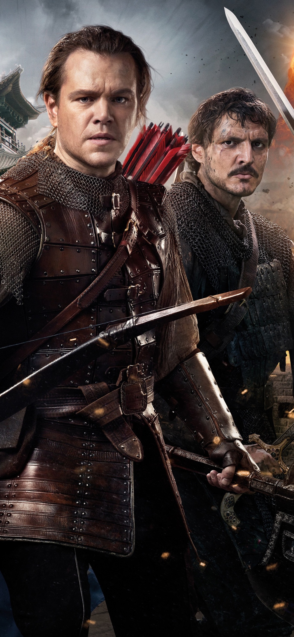 The Great Wall, Jing Tian, Zhang Yimou, Matt Damon, Commander Lin Mae. Wallpaper in 1242x2688 Resolution