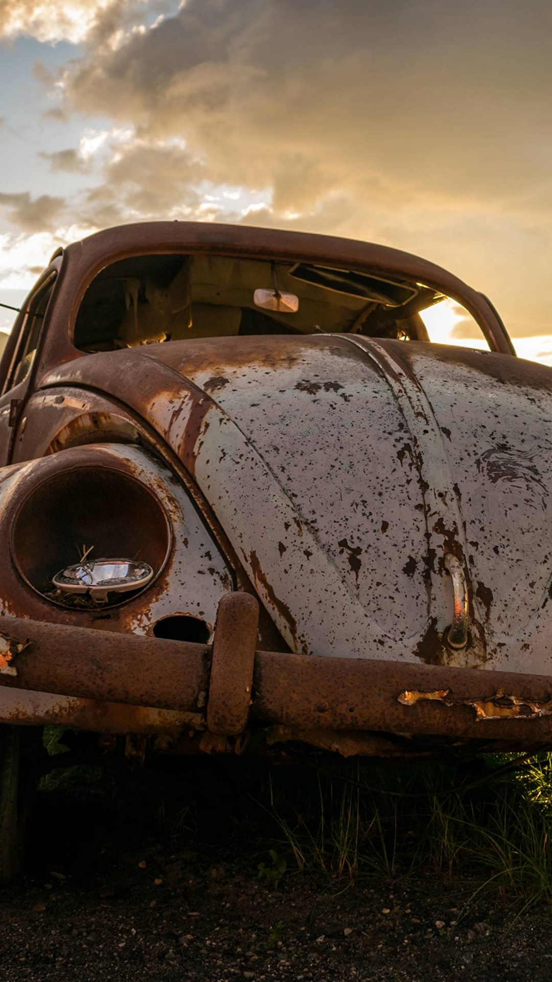 Brown Vintage Car Sur Terrain D'herbe Verte Pendant la Journée. Wallpaper in 1080x1920 Resolution