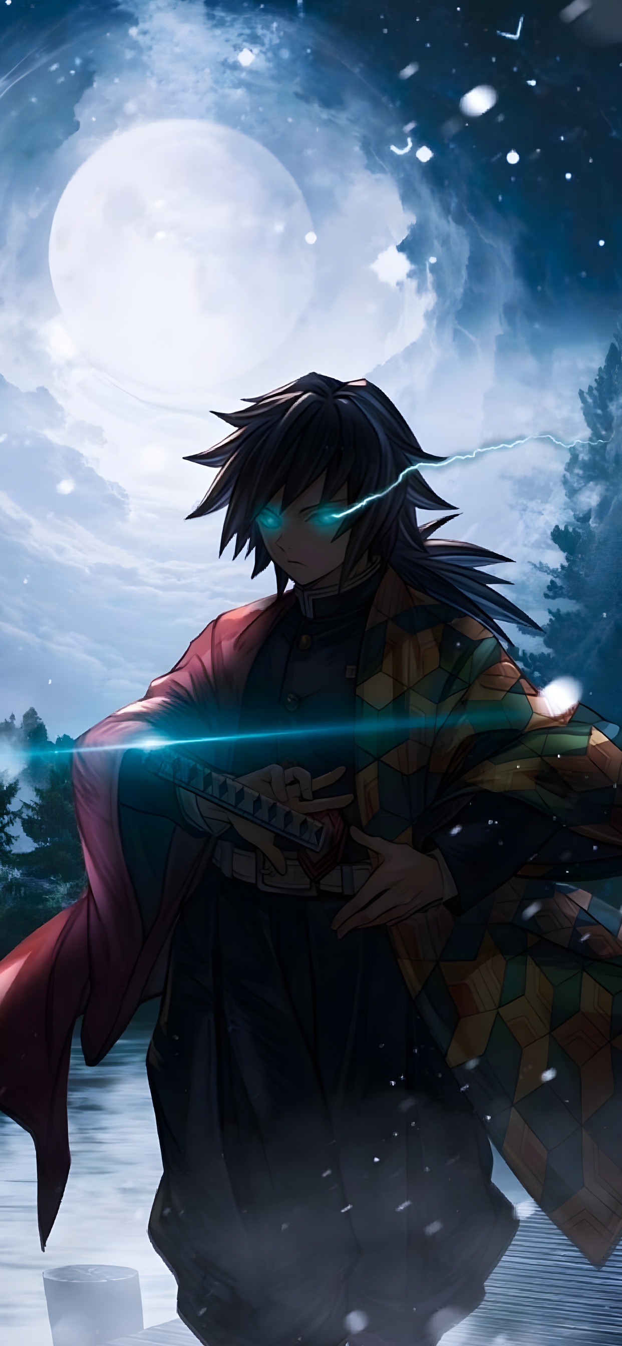 Anime, Dämonen Jäger, Giyu Tomioka, Dämonentöter Kimetsu no Yaiba, Anime-Kunst. Wallpaper in 1242x2688 Resolution