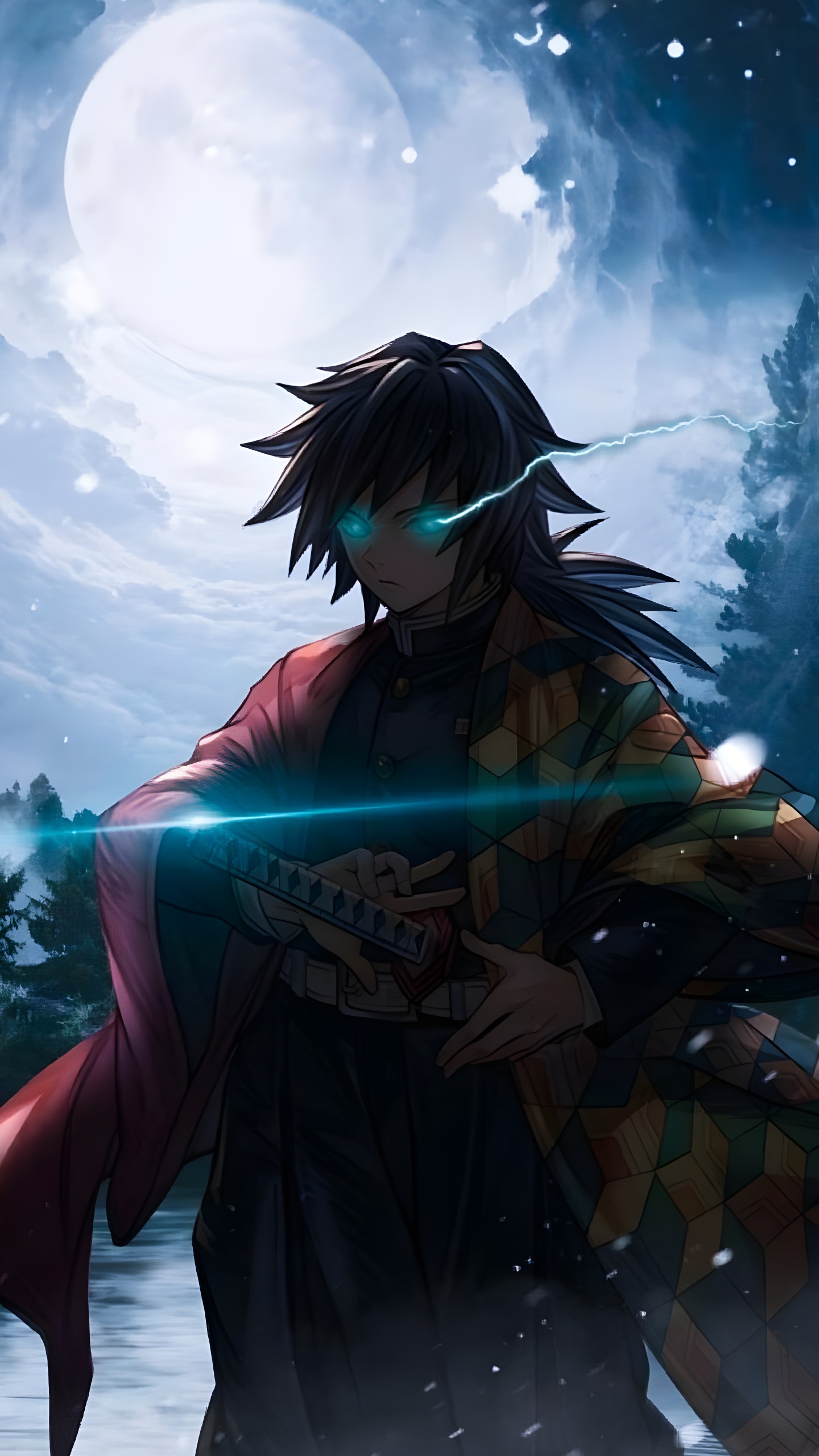 Anime, Dämonen Jäger, Giyu Tomioka, Dämonentöter Kimetsu no Yaiba, Anime-Kunst. Wallpaper in 1440x2560 Resolution