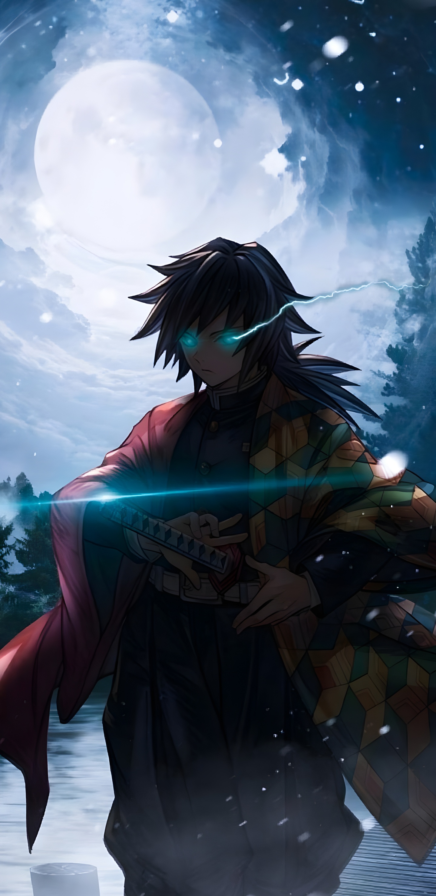 Anime, Dämonen Jäger, Giyu Tomioka, Dämonentöter Kimetsu no Yaiba, Anime-Kunst. Wallpaper in 1440x2960 Resolution