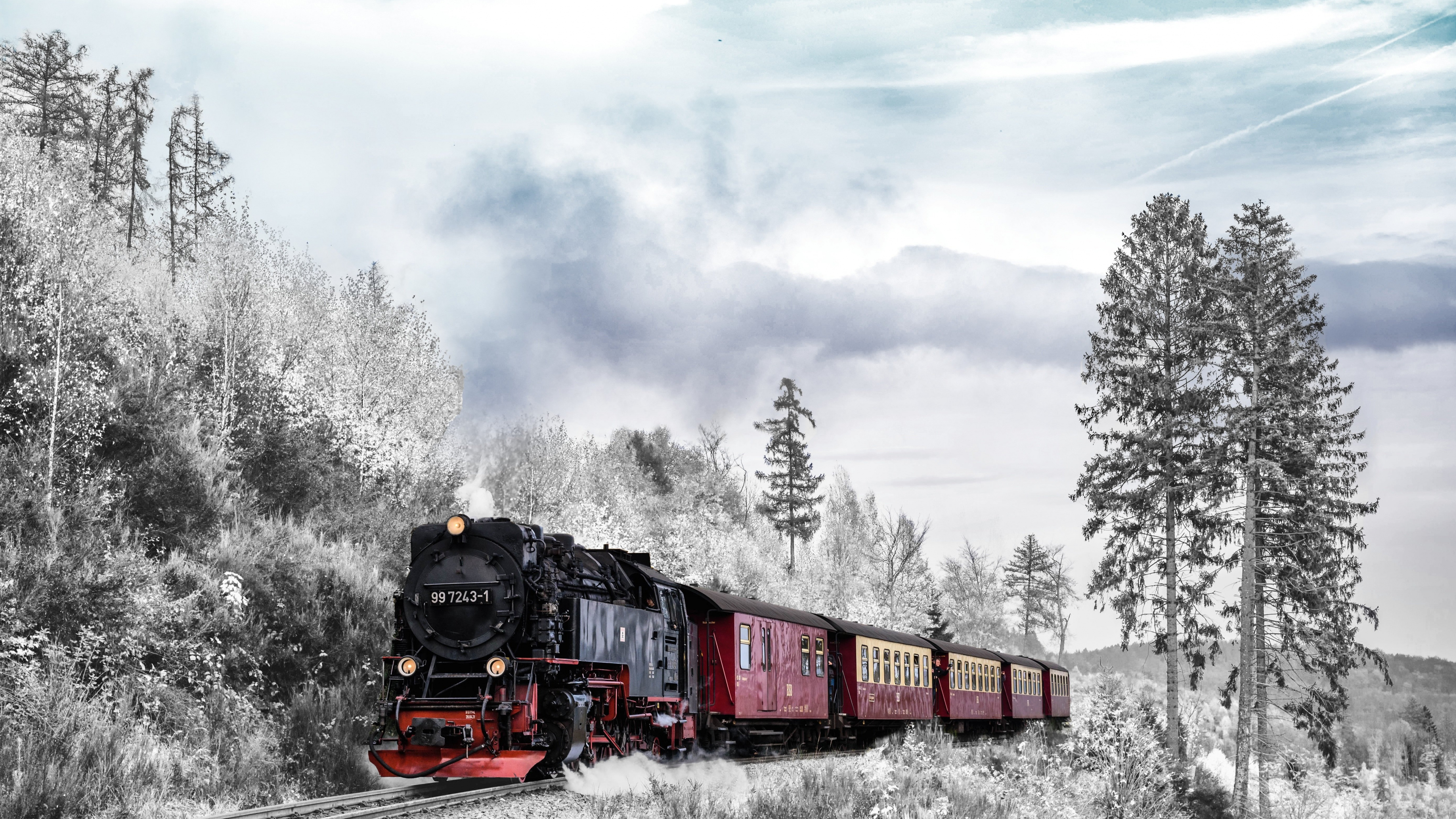 Train D'hiver, Train, le Transport Ferroviaire, de la Gare, Hiver. Wallpaper in 3840x2160 Resolution