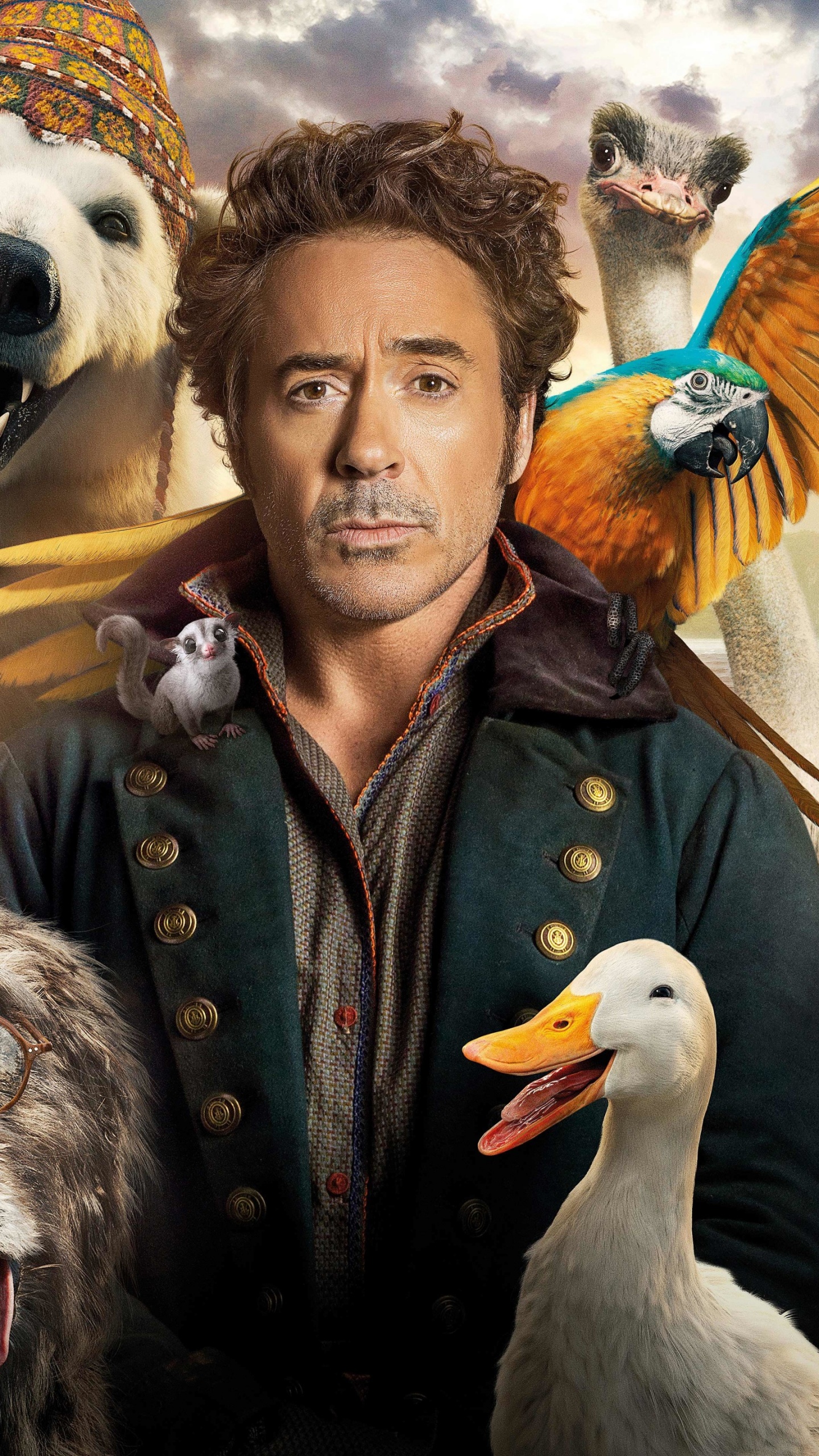 Robert Downey Jr, Dolittle, Universal Pictures, Vogel, Cloud. Wallpaper in 1440x2560 Resolution