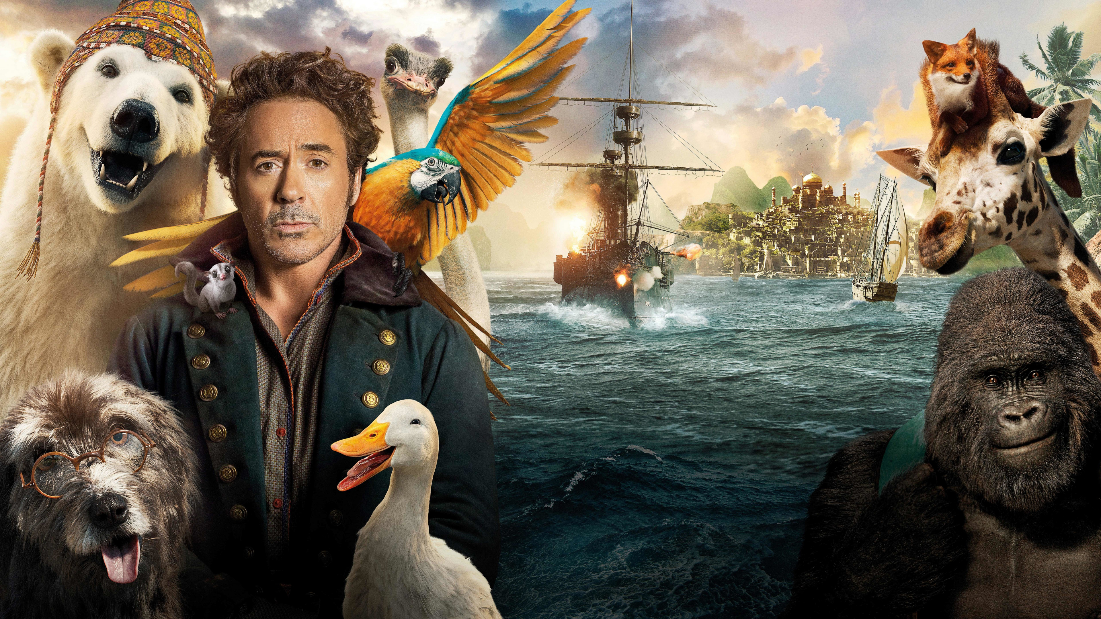 Robert Downey Jr, Dolittle, Universal Pictures, Vogel, Cloud. Wallpaper in 3840x2160 Resolution