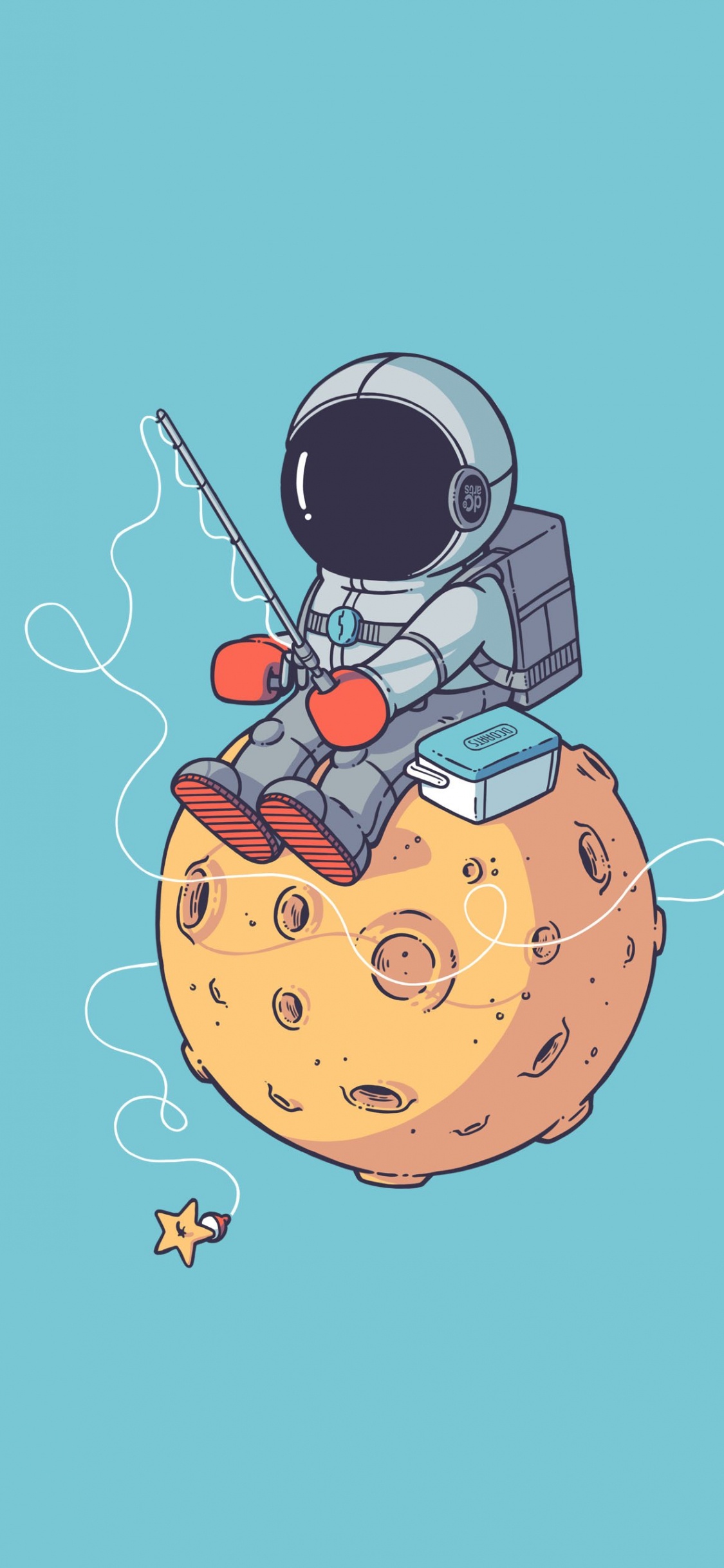 Astronaut, Zeichnung, Raum, Weltraum, Cartoon. Wallpaper in 1125x2436 Resolution