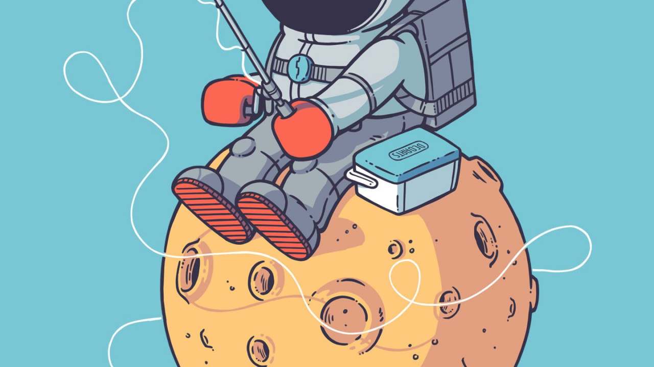 Astronauta, Dibujo, Espacio, el Espacio Exterior, Caricatura. Wallpaper in 1280x720 Resolution