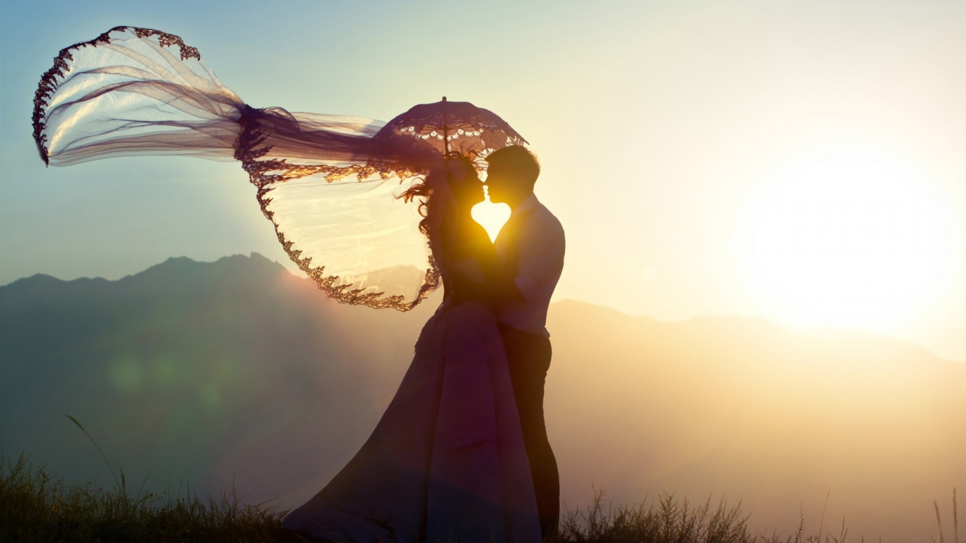 Cute Love Couples, Romance, Kiss, Soulmate, People in Nature. Wallpaper in 1366x768 Resolution