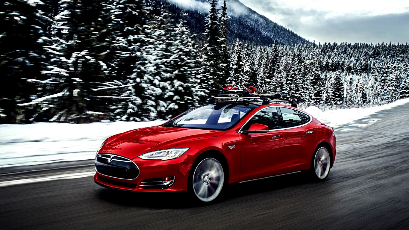 Red Porsche 911 on Road Near Snow Covered Mountain During Daytime. Wallpaper in 1366x768 Resolution