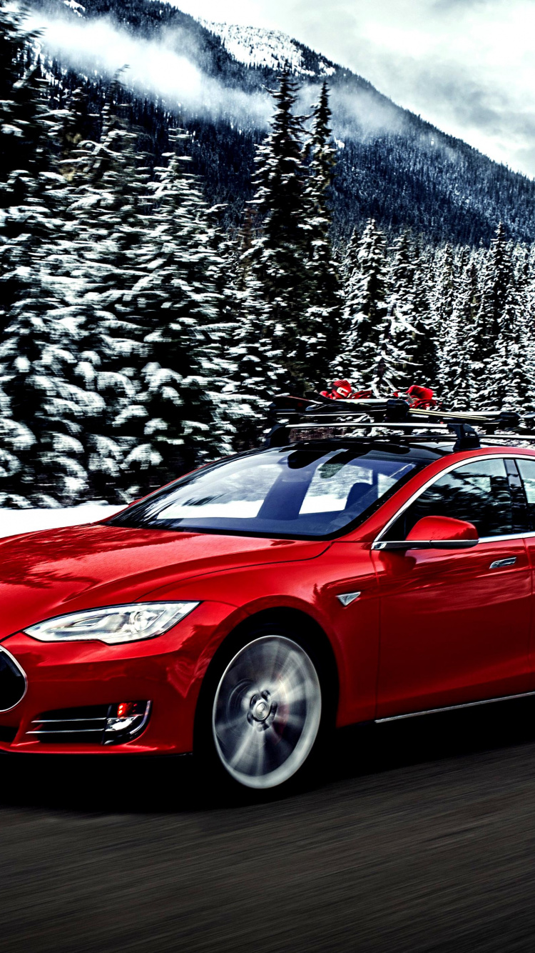 Red Porsche 911 on Road Near Snow Covered Mountain During Daytime. Wallpaper in 750x1334 Resolution