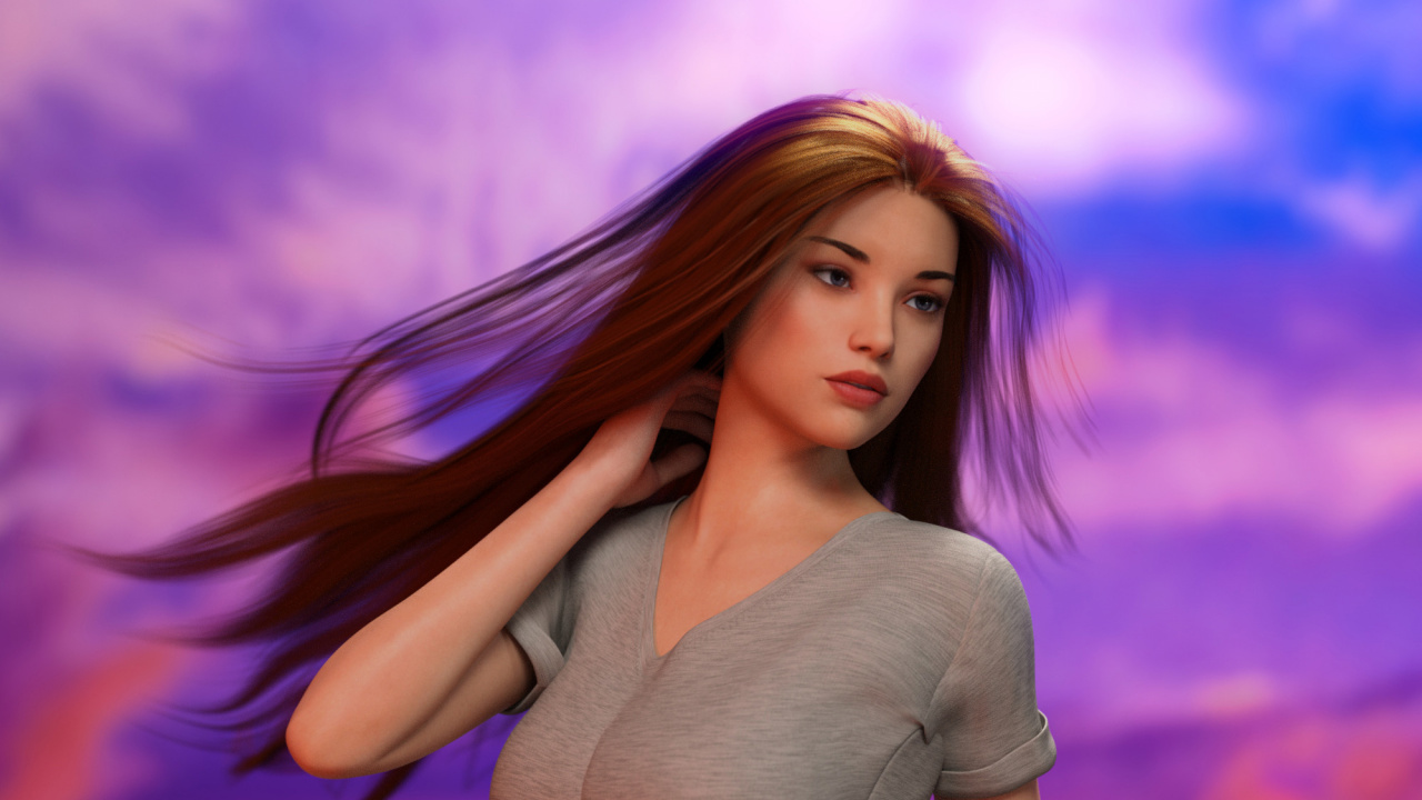 Femme en Chemise Grise à Manches Longues. Wallpaper in 1280x720 Resolution