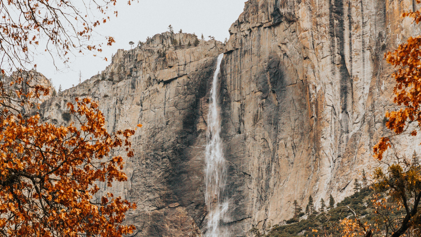 Waterfall, Cliff, National Park, Nature, Natural Landscape. Wallpaper in 1366x768 Resolution