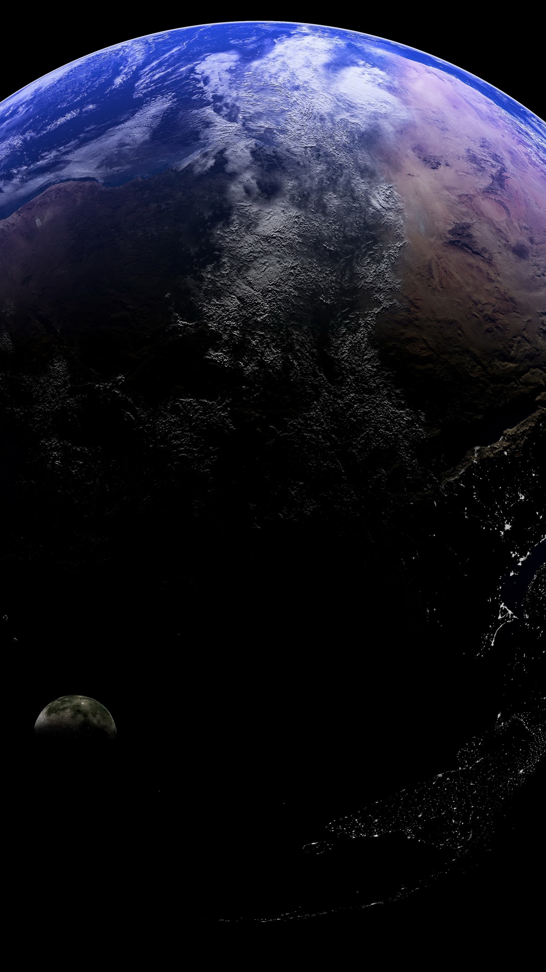 Blauer Und Schwarzer Planet Erde. Wallpaper in 1080x1920 Resolution