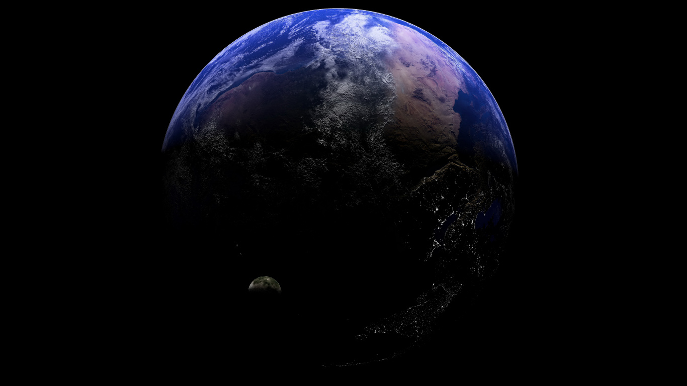 Blauer Und Schwarzer Planet Erde. Wallpaper in 1366x768 Resolution