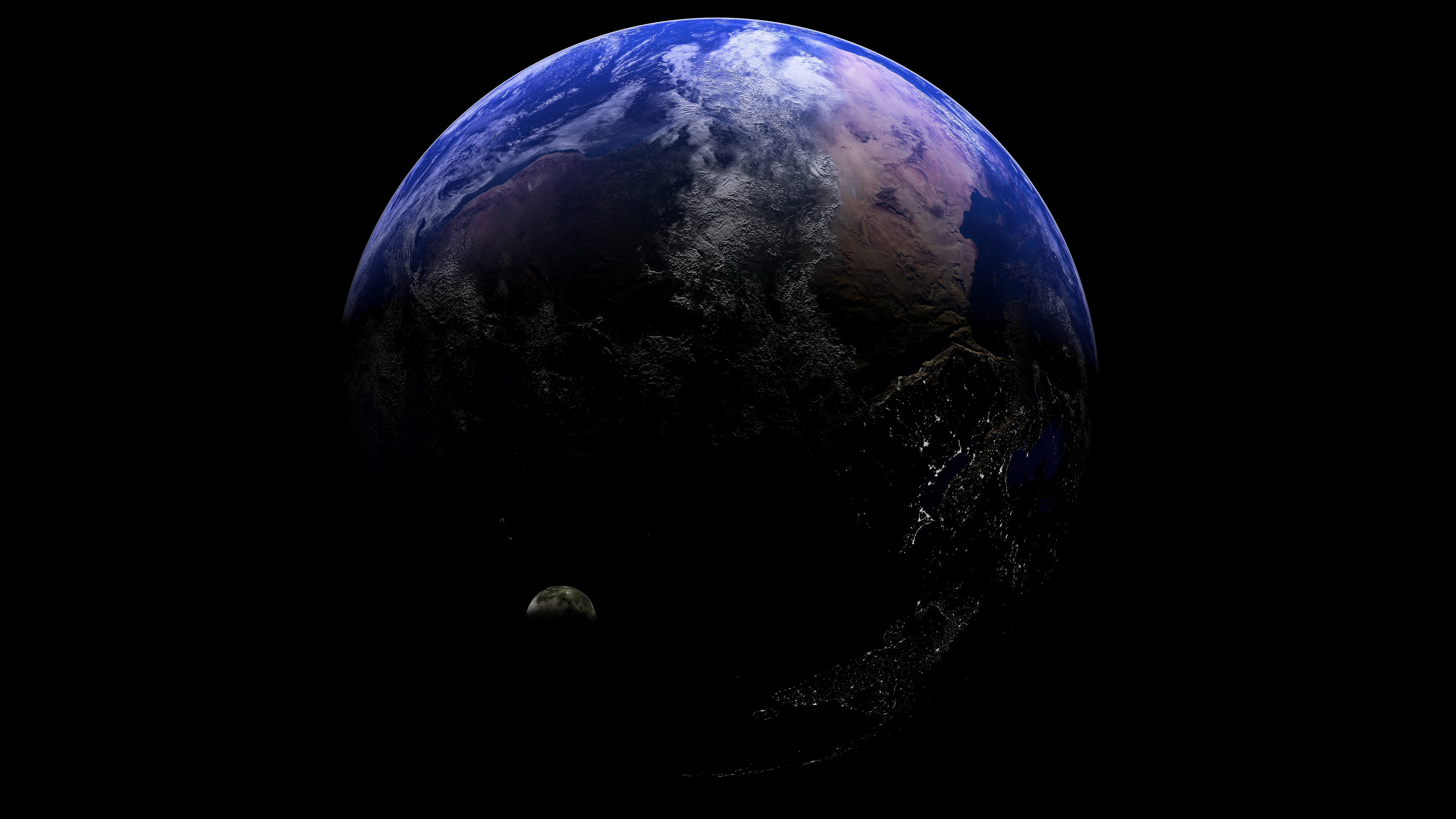 Blauer Und Schwarzer Planet Erde. Wallpaper in 3840x2160 Resolution