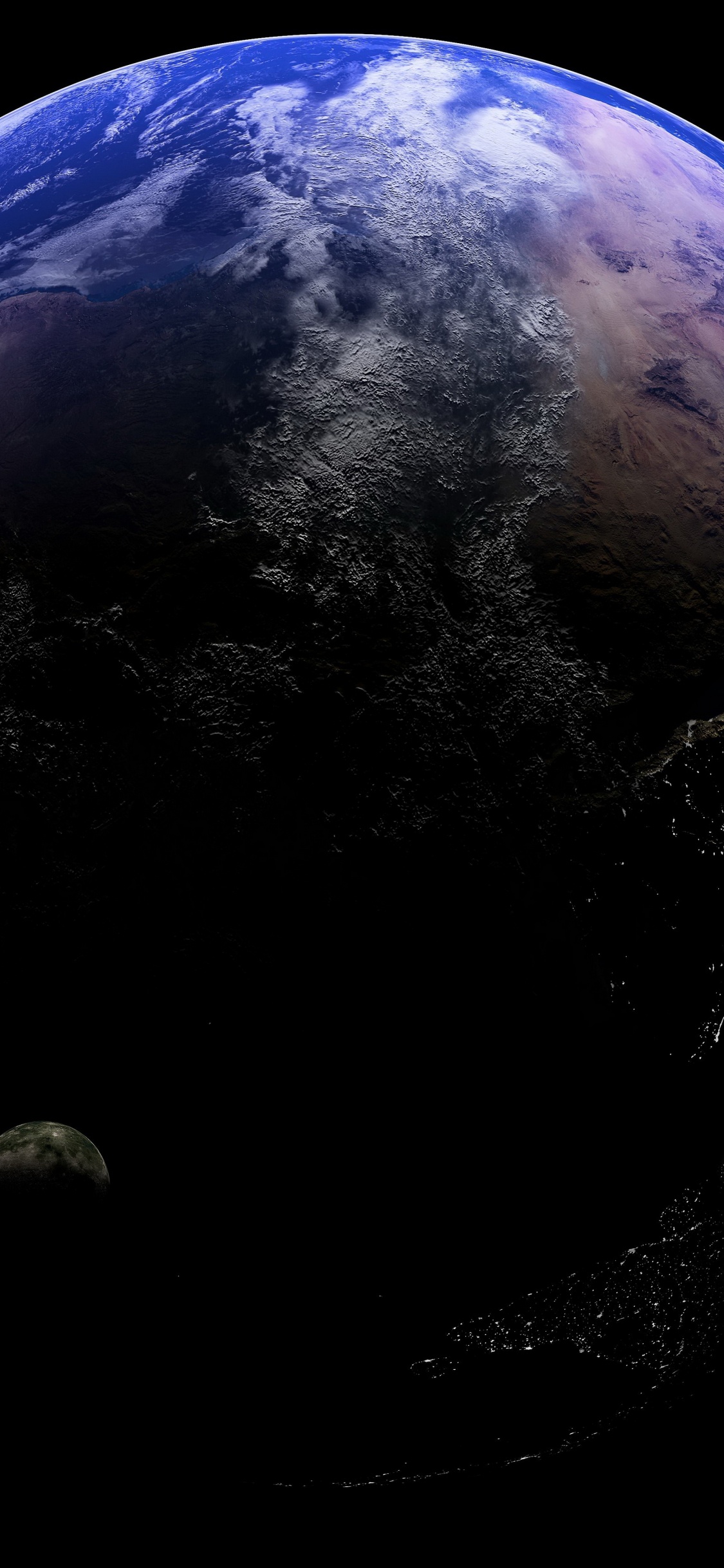 Planeta Tierra Azul y Negro. Wallpaper in 1125x2436 Resolution