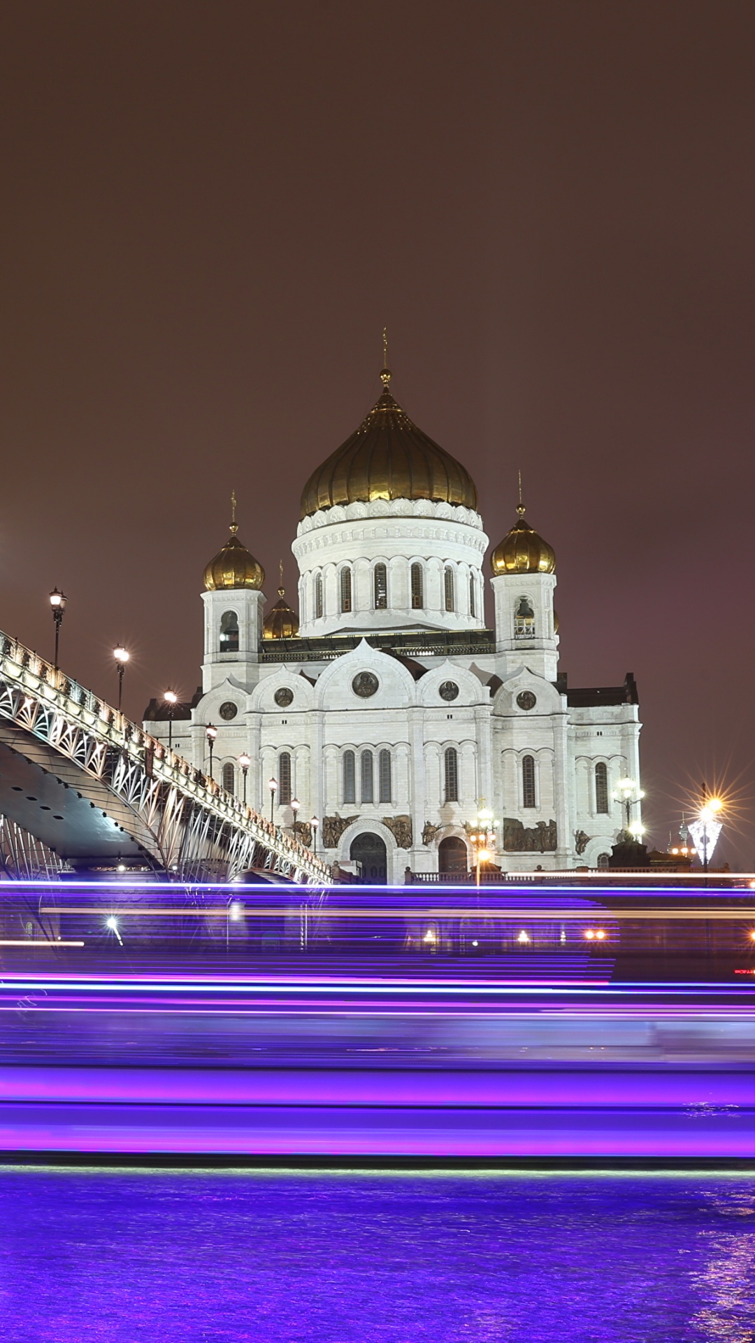 White and Brown Bridge Over River During Night Time. Wallpaper in 1080x1920 Resolution