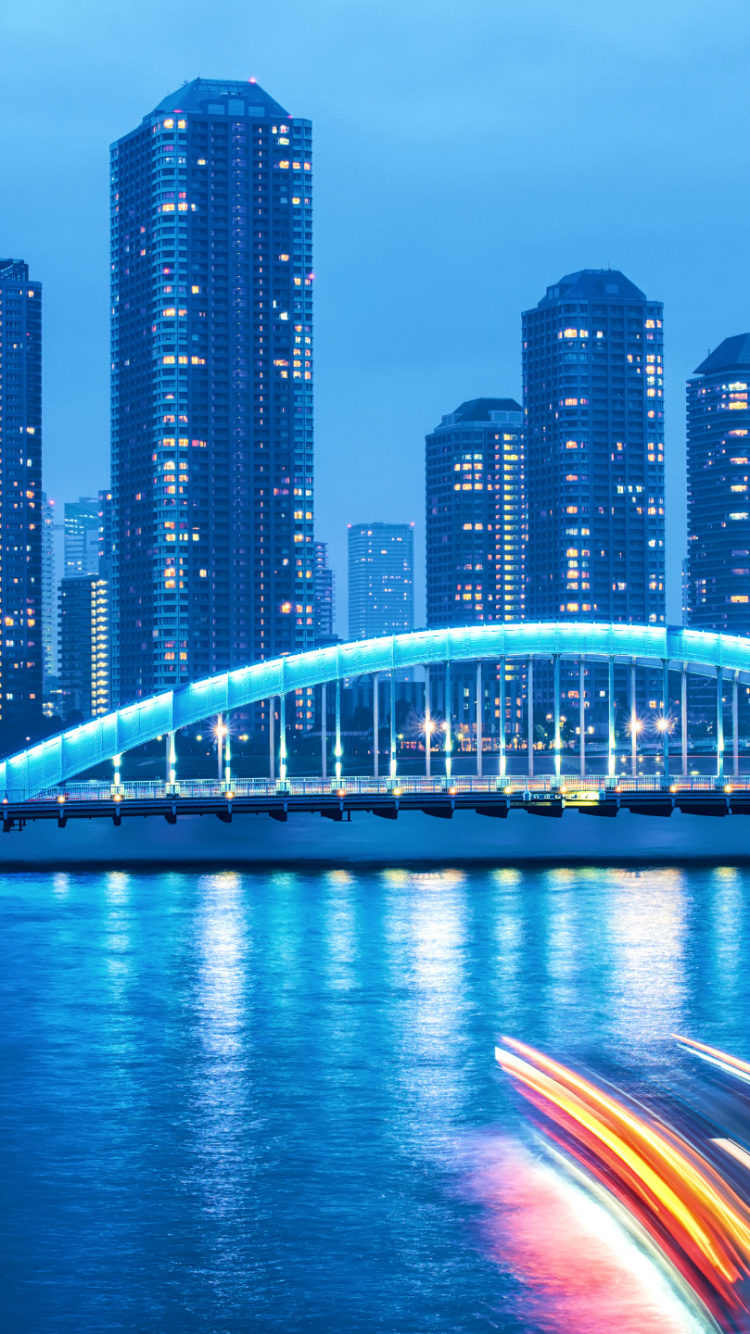 Time Lapse Photography of City Skyline During Night Time. Wallpaper in 750x1334 Resolution