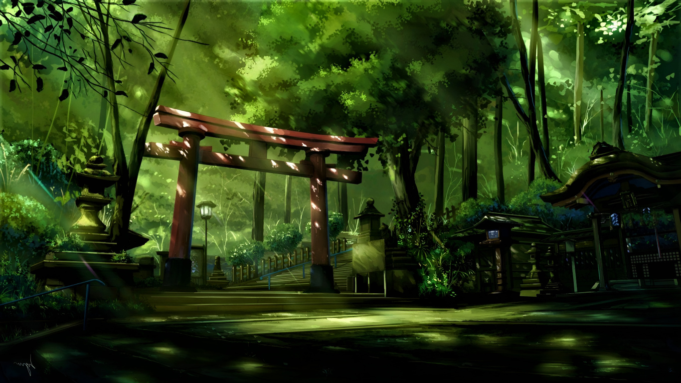 Anime, Theatralische Landschaft, Ökoregion, Natürlichen Umgebung, Vegetation. Wallpaper in 1366x768 Resolution
