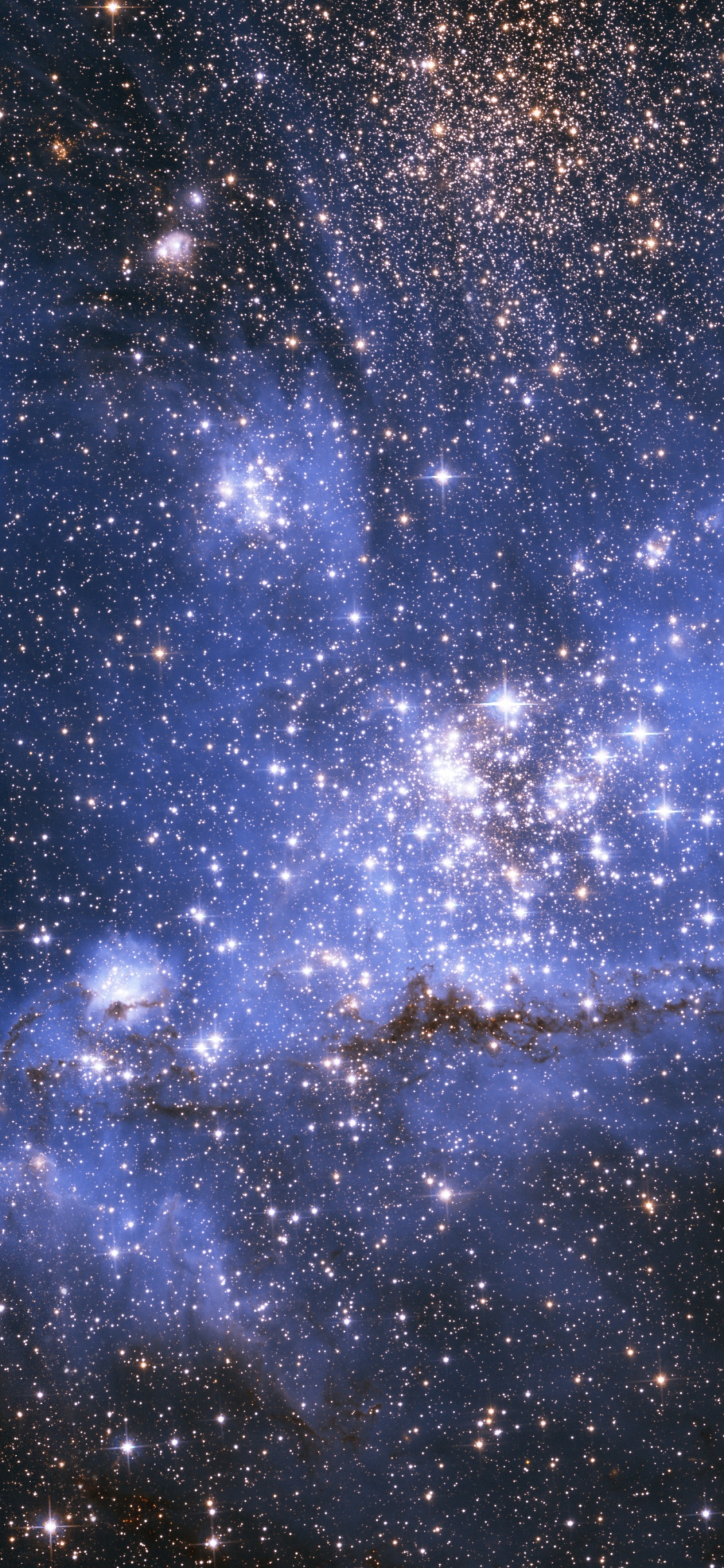 Blau-weiße Sternennacht. Wallpaper in 1125x2436 Resolution