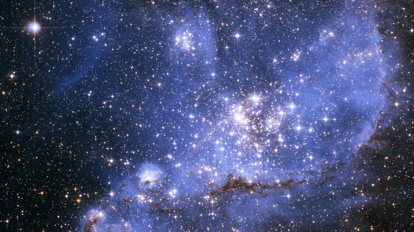 Blau-weiße Sternennacht. Wallpaper in 1366x768 Resolution