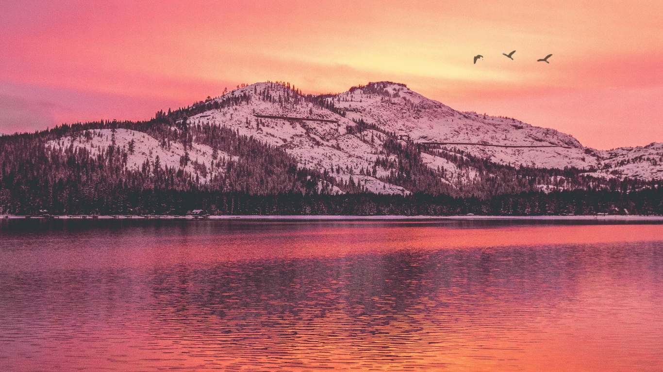 Sonnenuntergang, See, Natur, Nordmazedonien, Wasser. Wallpaper in 1366x768 Resolution