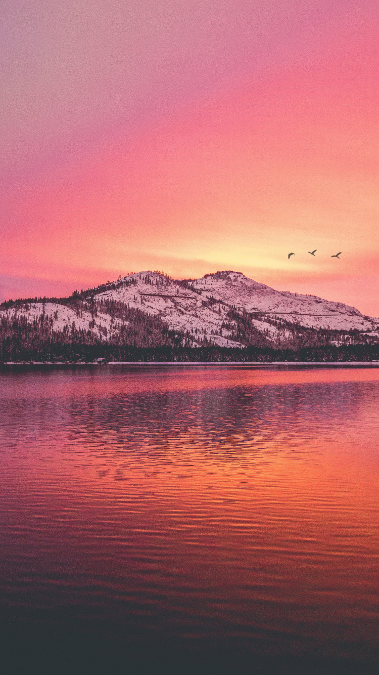 Sonnenuntergang, See, Natur, Nordmazedonien, Wasser. Wallpaper in 750x1334 Resolution