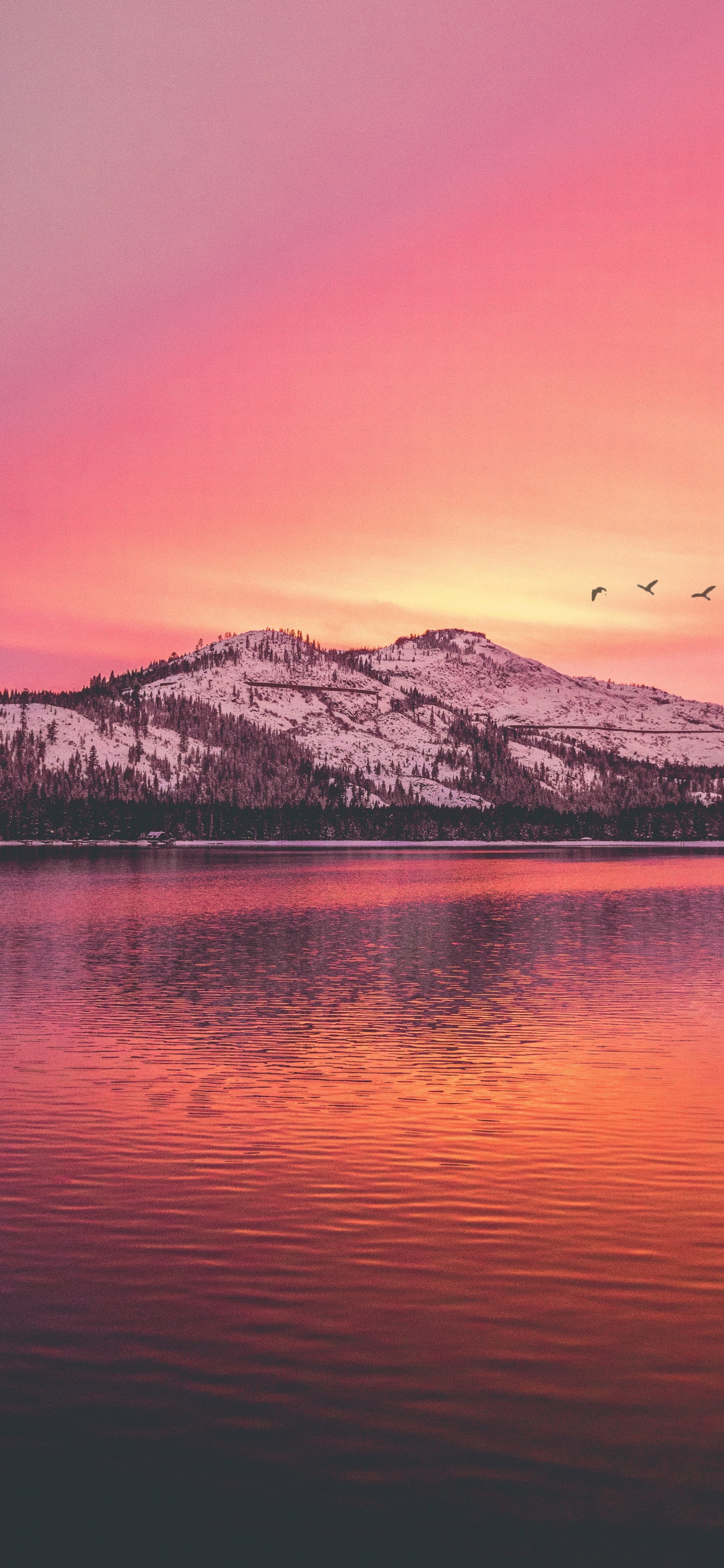 Sunset, Mountain, Lake, Nature, North Macedonia. Wallpaper in 1242x2688 Resolution