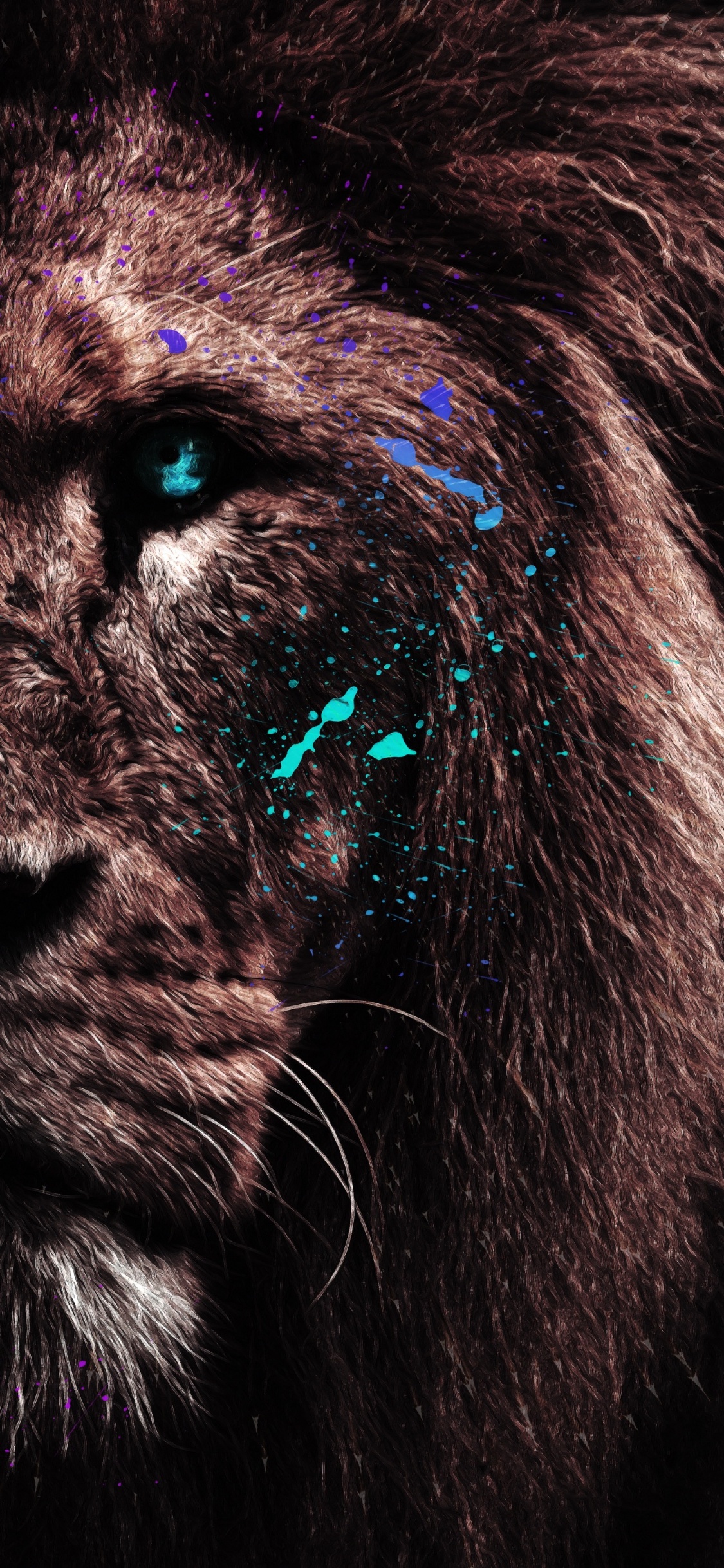 Lion, Fantasy Color Call, Android, Carnivore, Butterscotch. Wallpaper in 1125x2436 Resolution
