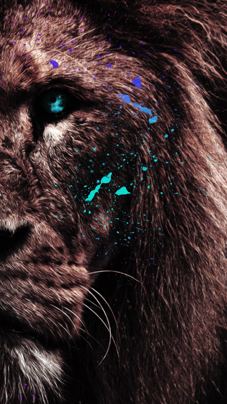 Lion, Fantasy Color Call, Android, Carnivore, Butterscotch. Wallpaper in 750x1334 Resolution