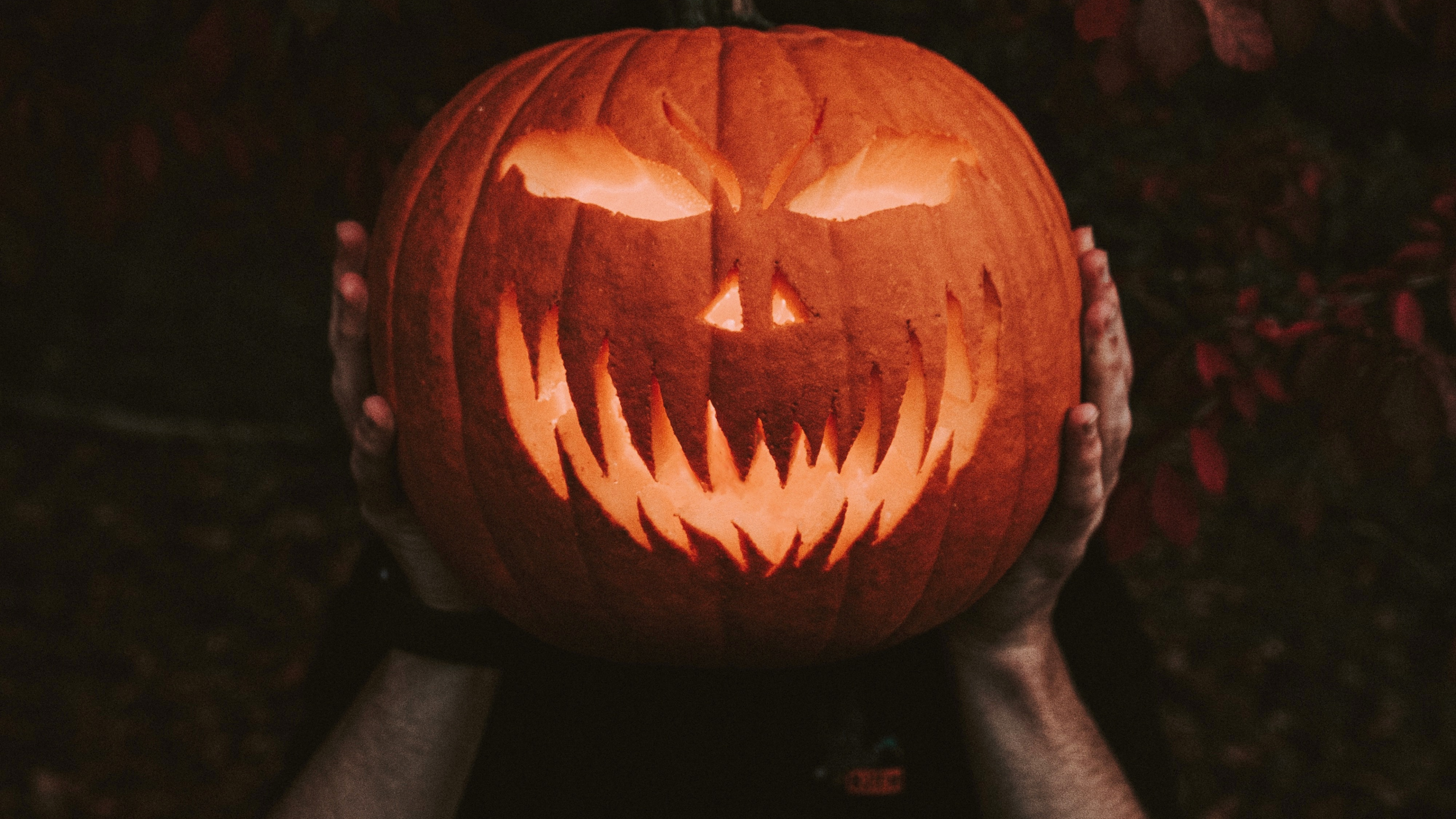 Jack o Laterne Mit Licht. Wallpaper in 3840x2160 Resolution