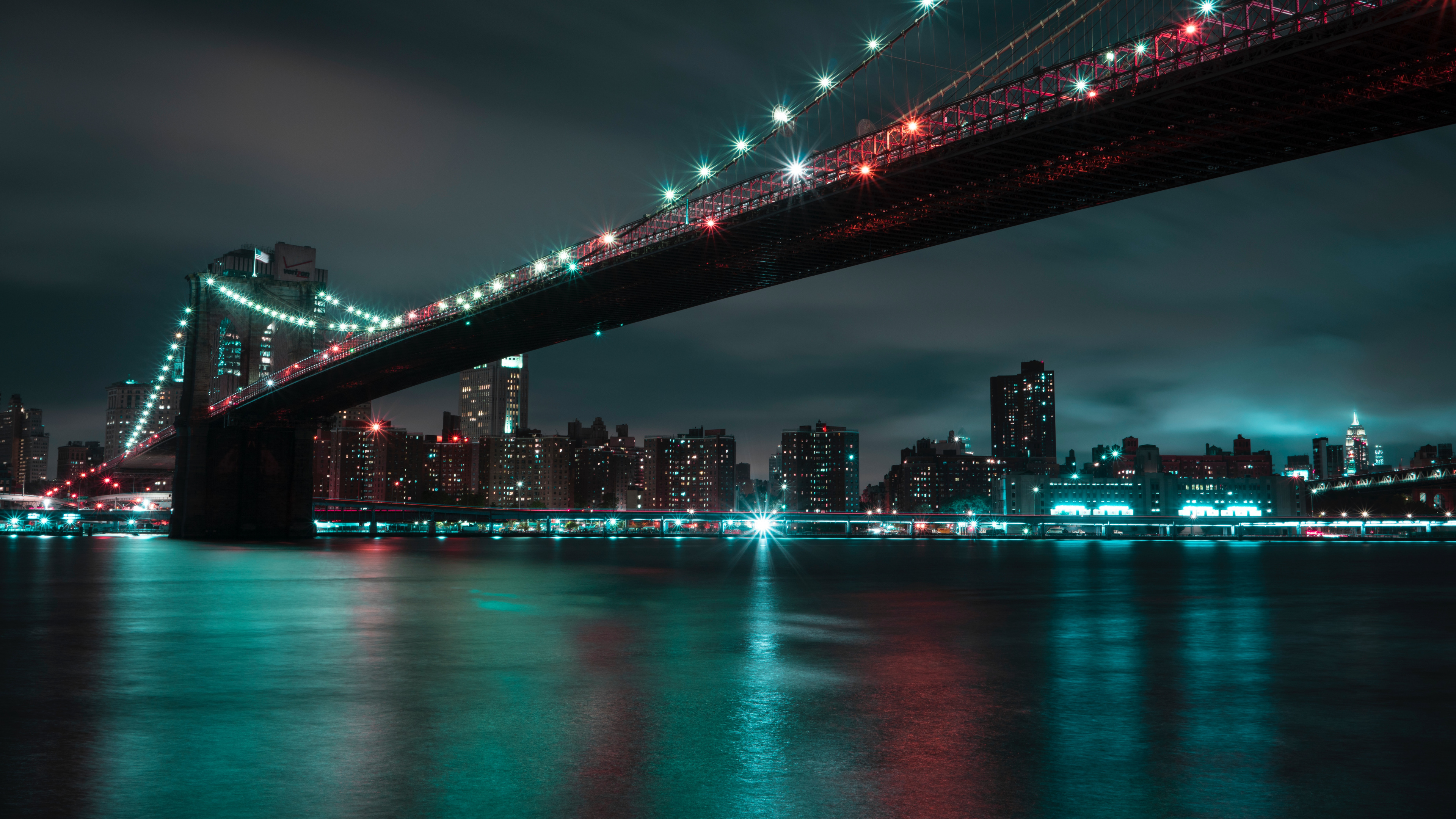 布鲁克林大桥, 城市景观, 城市, 红色的, 里程碑 壁纸 3840x2160 允许