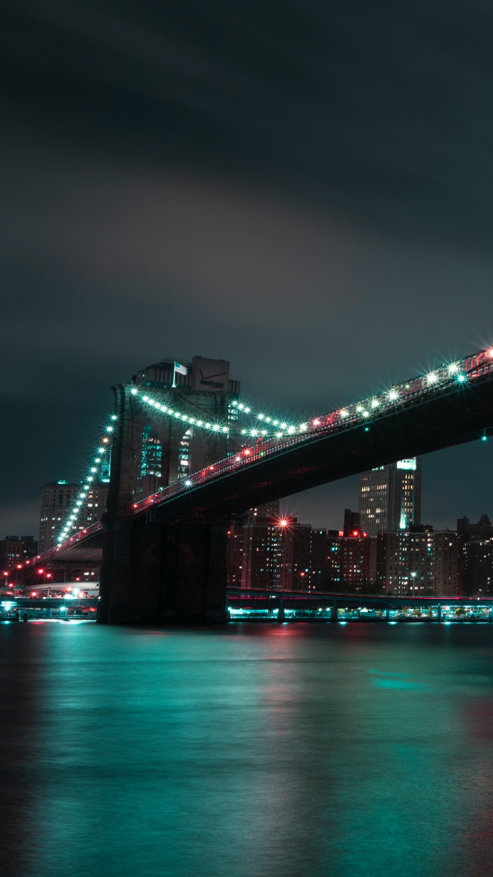 布鲁克林大桥, 城市景观, 城市, 红色的, 里程碑 壁纸 720x1280 允许