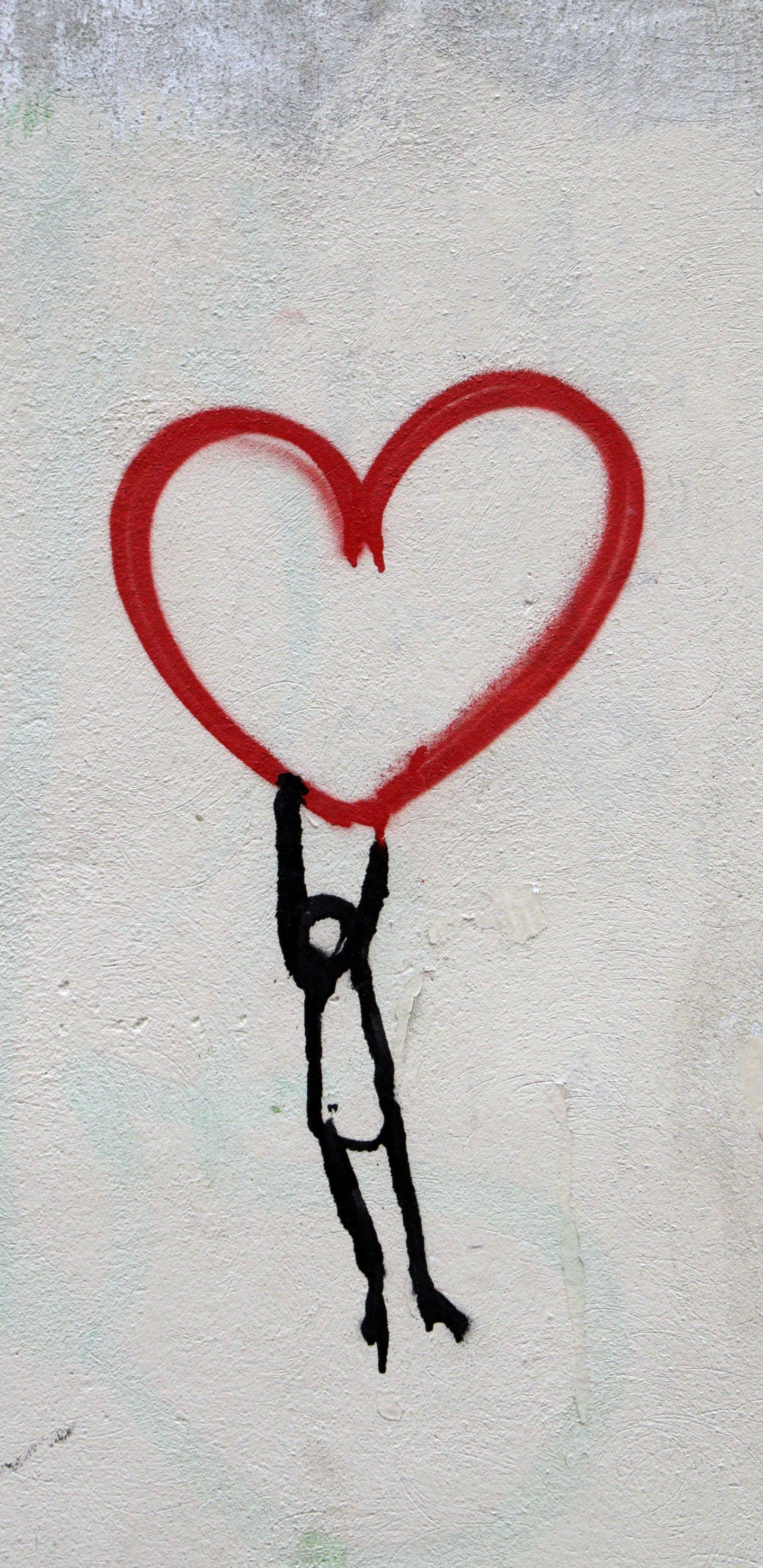 Décoration Murale en Forme de Coeur Rouge. Wallpaper in 1440x2960 Resolution