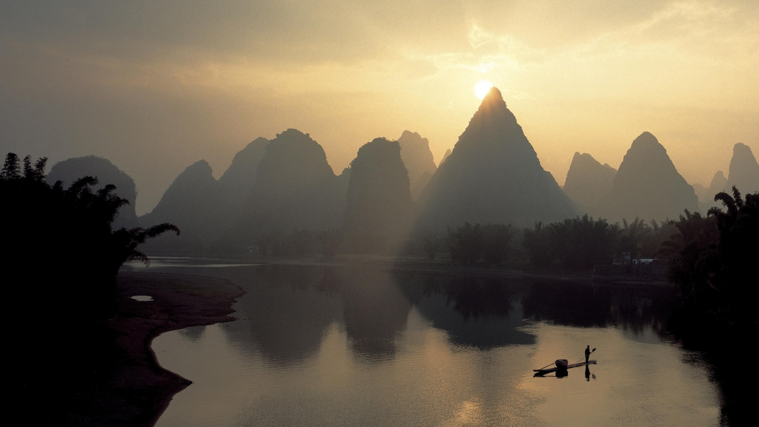 性质, 反射, 早上, 冷静, 舞台布景 壁纸 2560x1440 允许