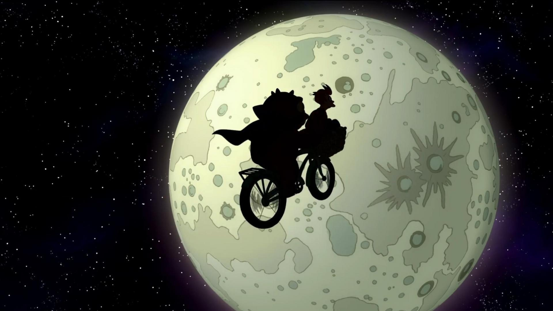 Gato Blanco y Negro en la Ilustración de la Luna. Wallpaper in 1920x1080 Resolution