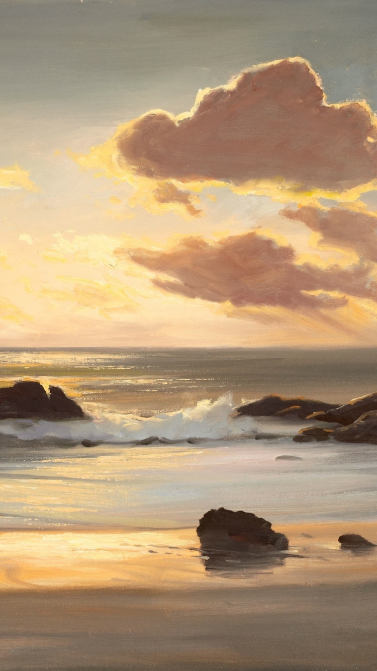 风景画, 大海, 海岸, 地平线, 海洋 壁纸 750x1334 允许