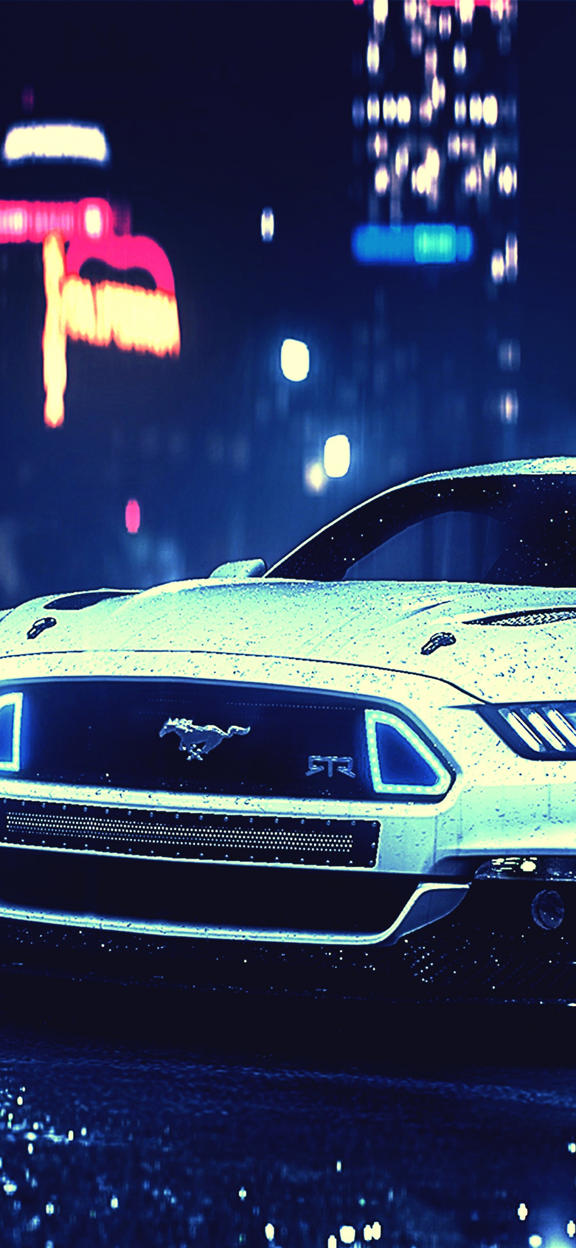 Mercedes Benz Coupé Blanc Sur Route Pendant la Nuit. Wallpaper in 1125x2436 Resolution