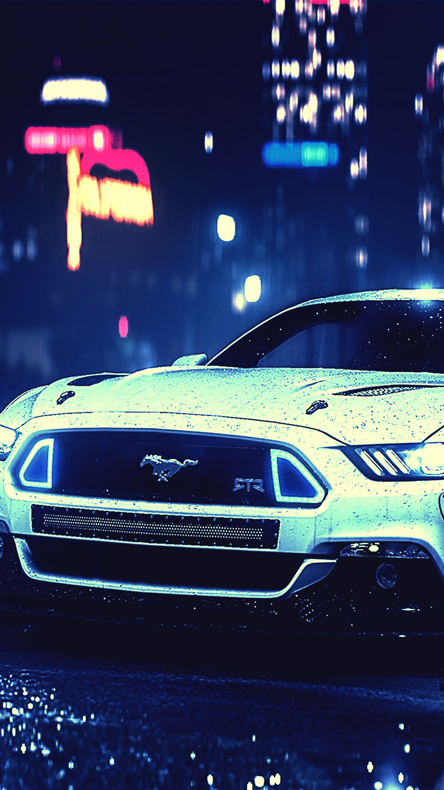 Mercedes Benz Coupé Blanc Sur Route Pendant la Nuit. Wallpaper in 1440x2560 Resolution