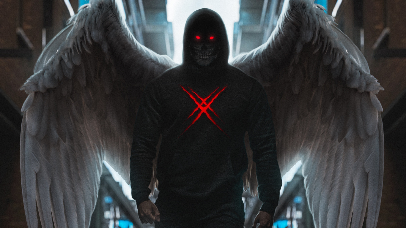 Man in Black and Red Star Print Hoodie. Wallpaper in 1366x768 Resolution