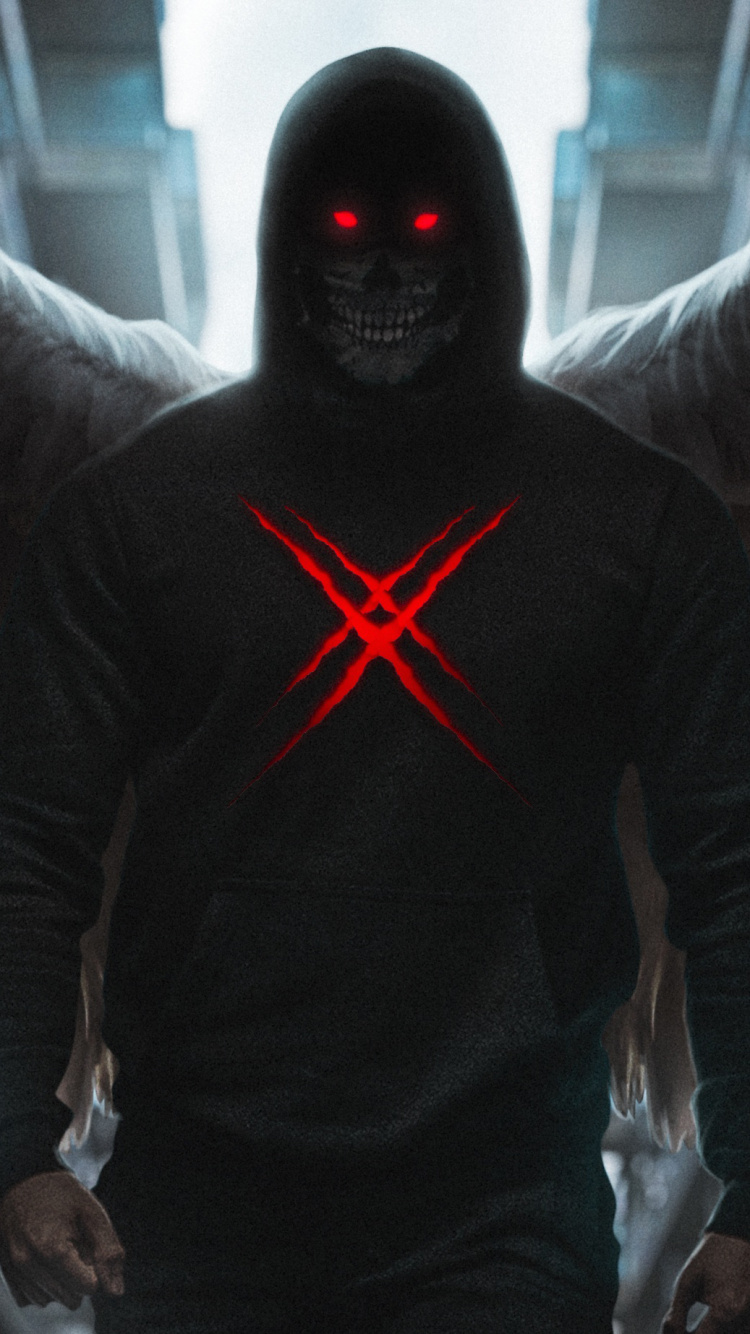 Hombre en Sudadera Con Capucha y Estampado de Estrellas Negras y Rojas. Wallpaper in 750x1334 Resolution