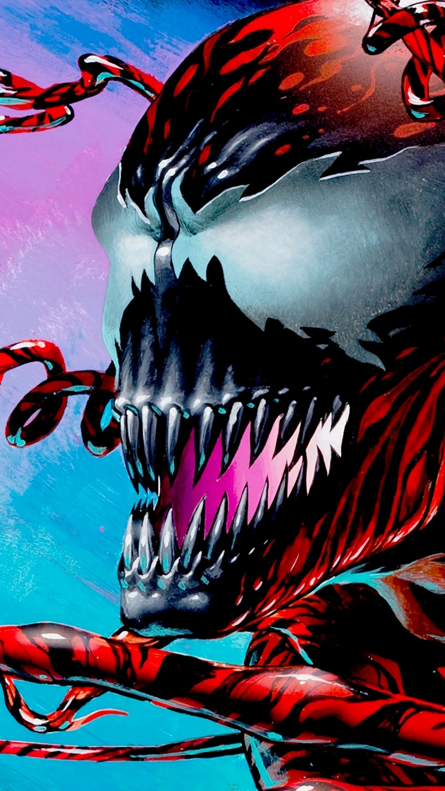 Peinture Abstraite Rouge Bleu et Blanc. Wallpaper in 1440x2560 Resolution