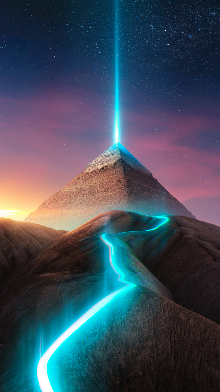 Light, Pyramid, Atmosphere, Nature, Natural Landscape. Wallpaper in 750x1334 Resolution