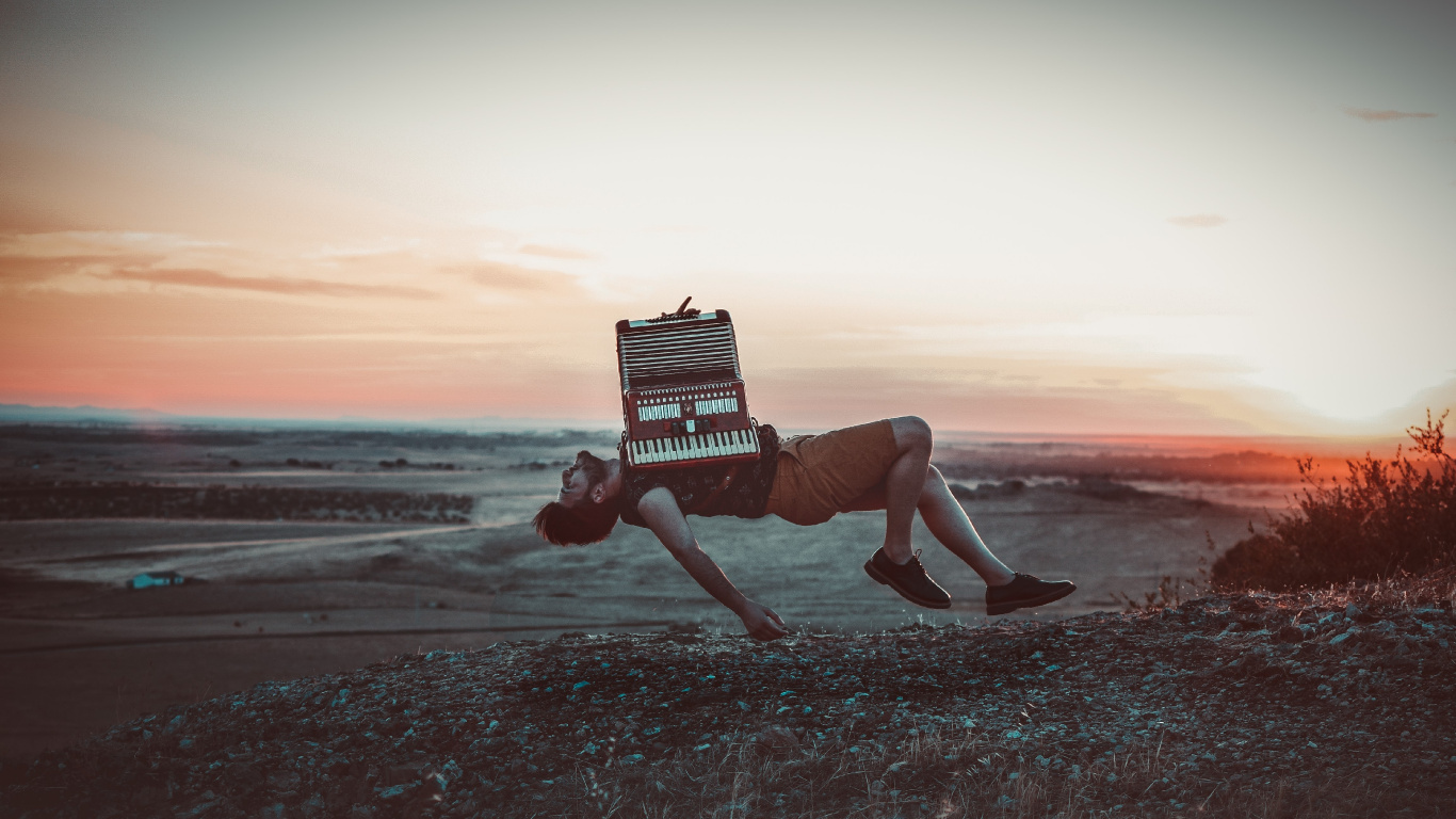 Musik, Horizont, Meer, Sonnenlicht, Ozean. Wallpaper in 1366x768 Resolution