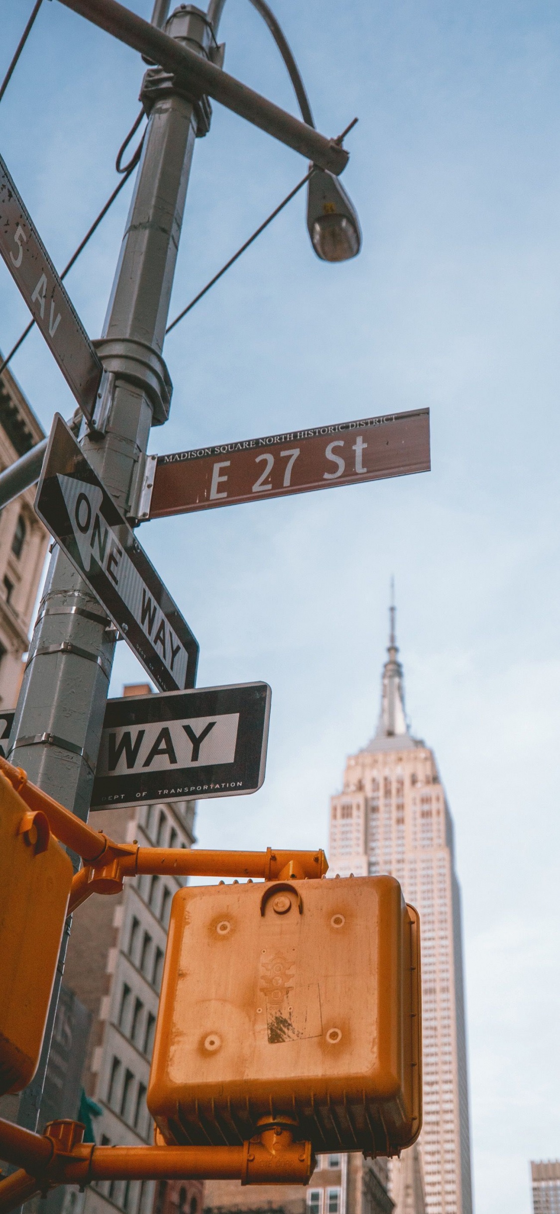 Empire State Building, Chrysler Building, Building, Lower Manhattan, Daytime. Wallpaper in 1125x2436 Resolution