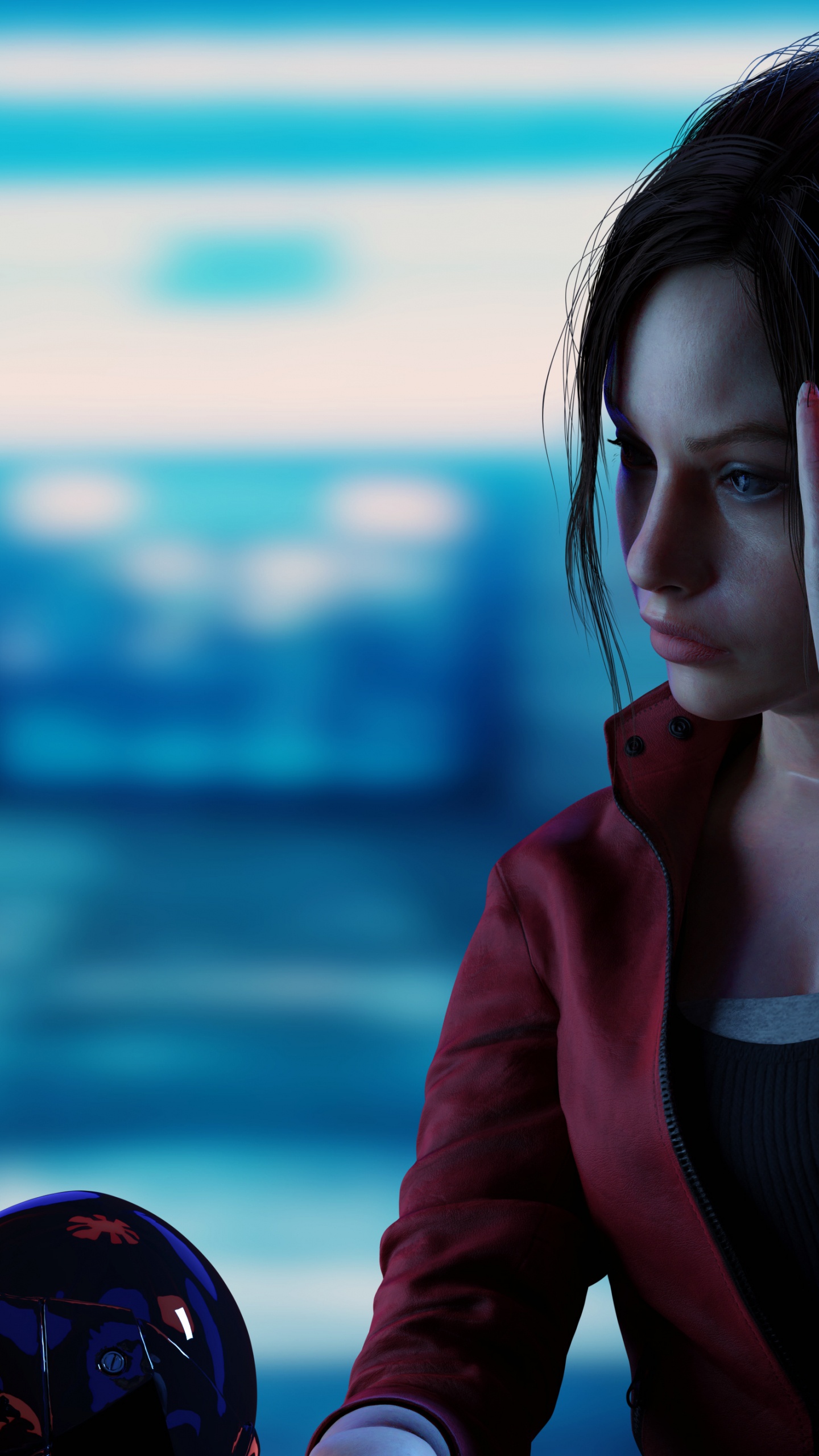 Azul, Dispositivo Electrónico, Señora, Claire Redfield, Resident Evil. Wallpaper in 1440x2560 Resolution